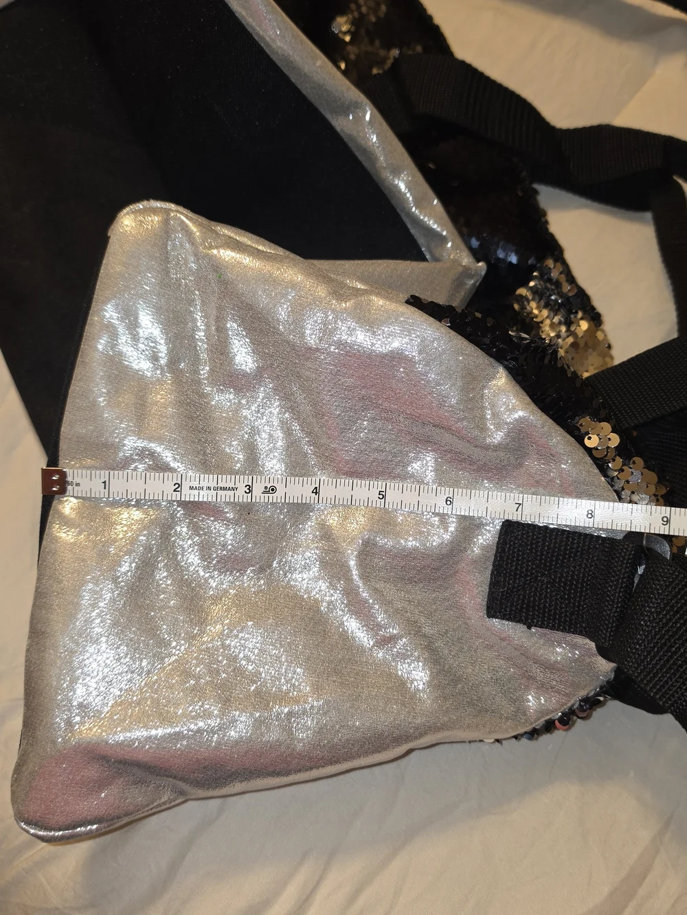 Justice Silver and Black Sequin Gymnast Duffel